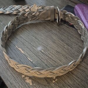 Braided Silver Leather Belt